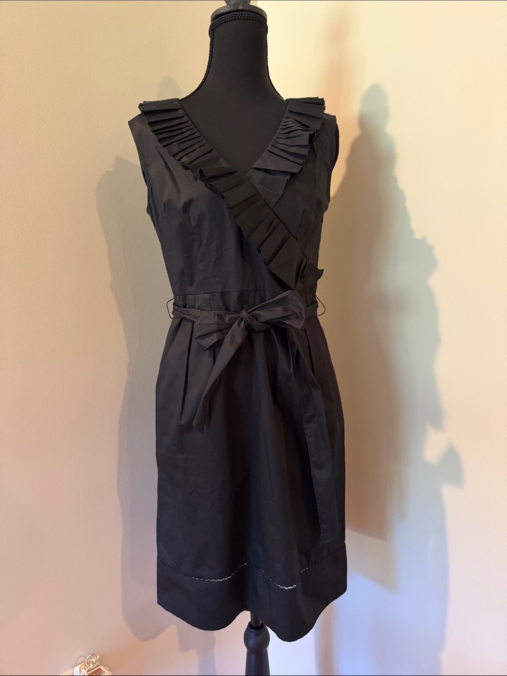 Classic Black Sleeveless Ruffle Wrap Dress